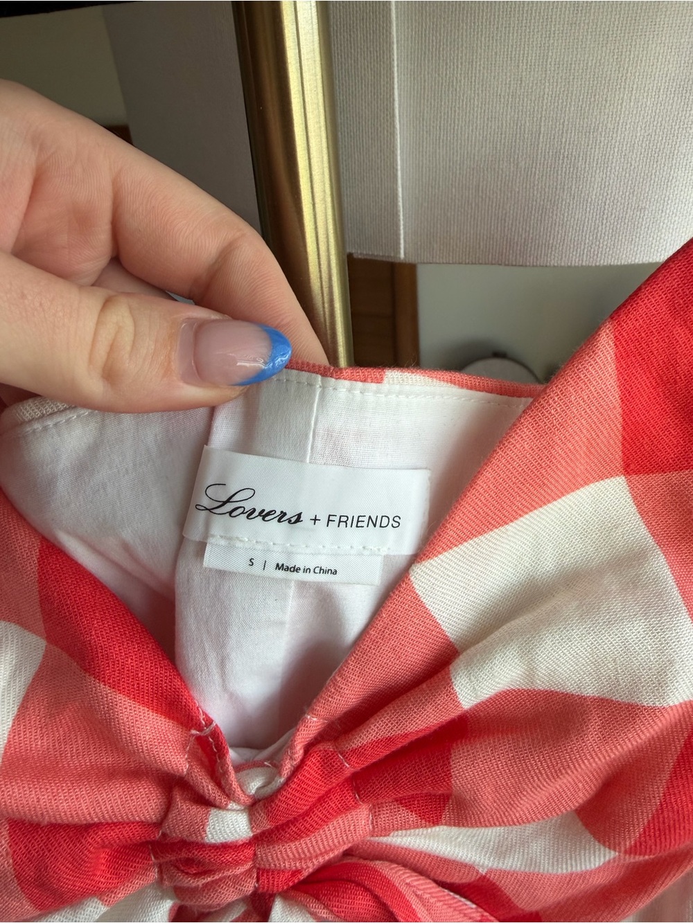 Lovers + Friends Red & White Gingham Tie-Front Mini Dress (Trixie Mini Dress) - Picture 5 of 7
